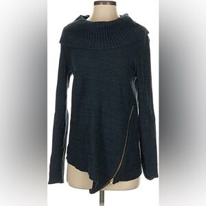 Women's Navy Blue Sweater with Asymmetrical Zipper